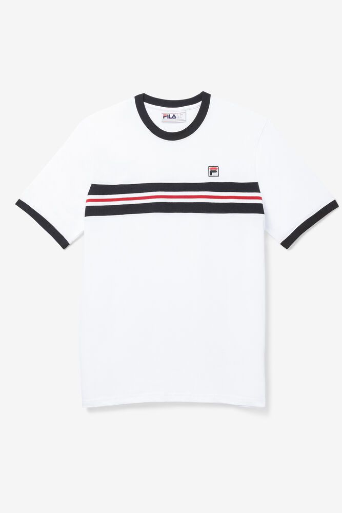 Fila T-Shirt Silver Mens White - India YEL-489257